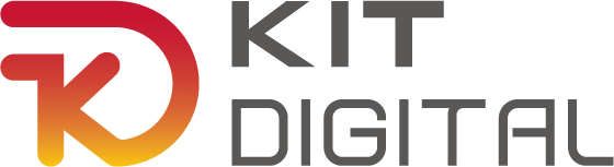 Logo de Kit Digital, un programa que impulsa la transformación digital de empresas en España, con un diseño moderno en tonos rojo y naranja.